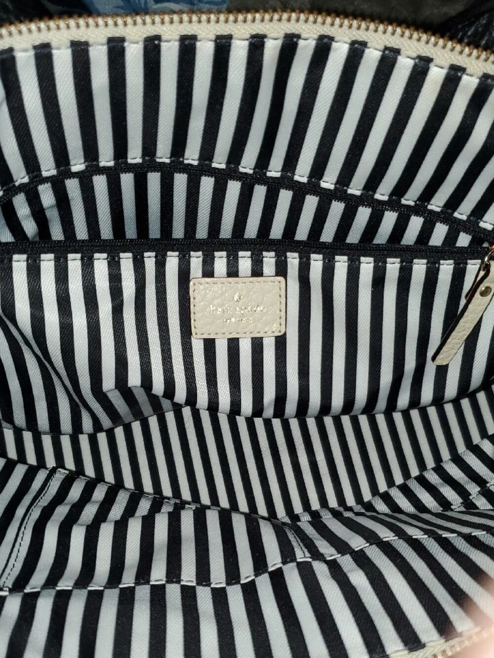 KATE SPADE Two-Tone Cream and Black Dome Satchel with Shoulder Strap